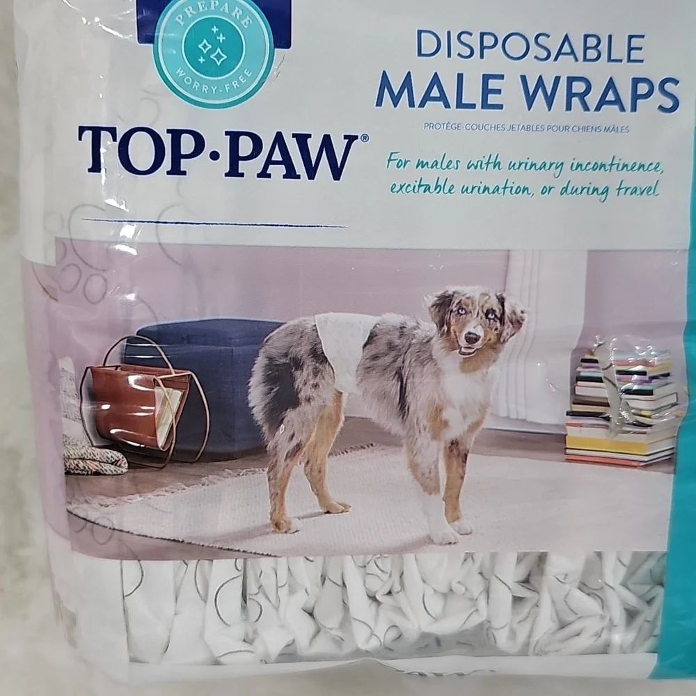 Top Paw Disposable Male Wraps 12 CT Large 22